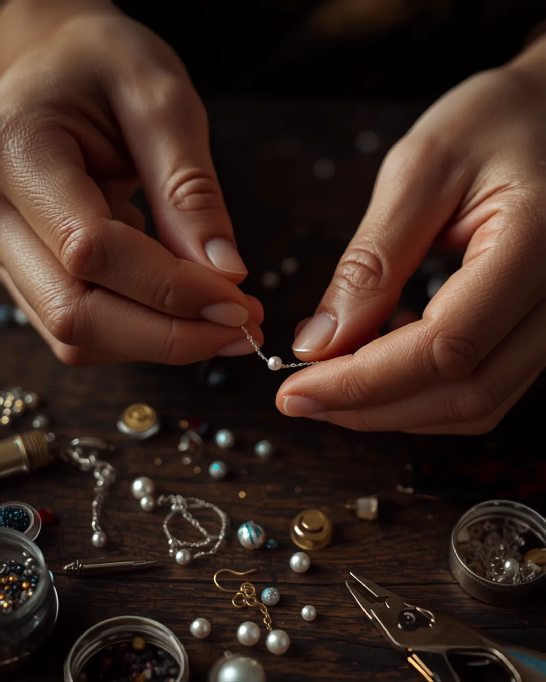 Close-Up of Jewelry Making in Progress