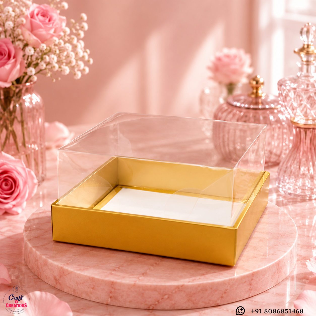Premium transparent PVC cake box with carrying handle